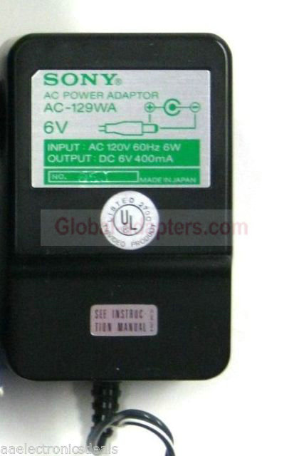 New 6V 400mA Sony Ac-129wa Watchman TV AC Power Adapter